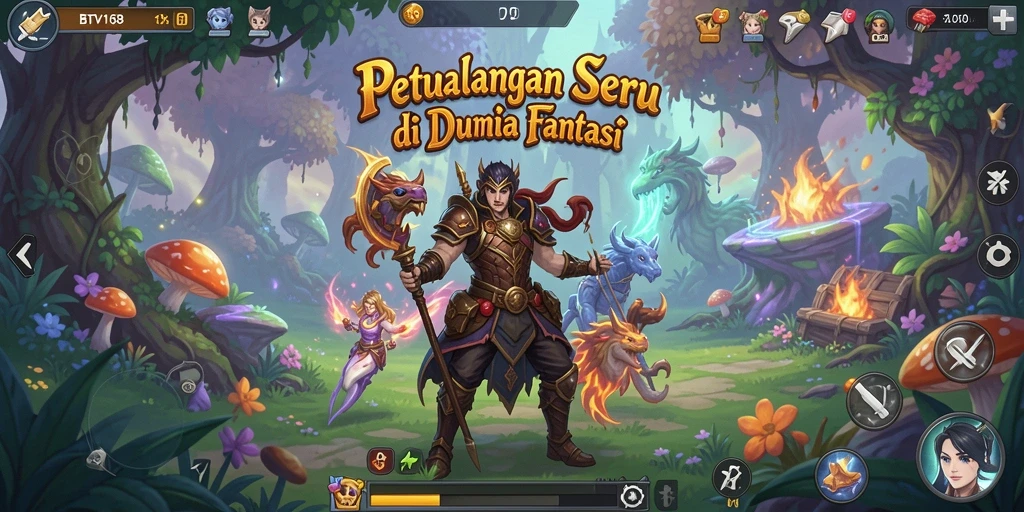 Tampilan gameplay BTV168 yang menampilkan petualangan mendebarkan di dunia fantasi.