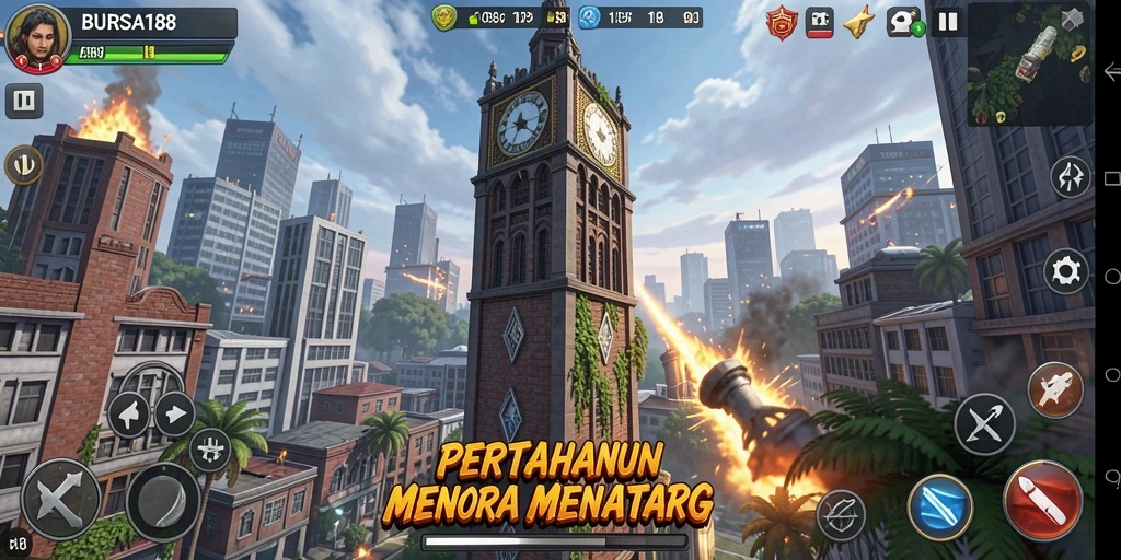 Tangkapan layar BURSA188 menampilkan gameplay seru Tower Defense yang menarik.