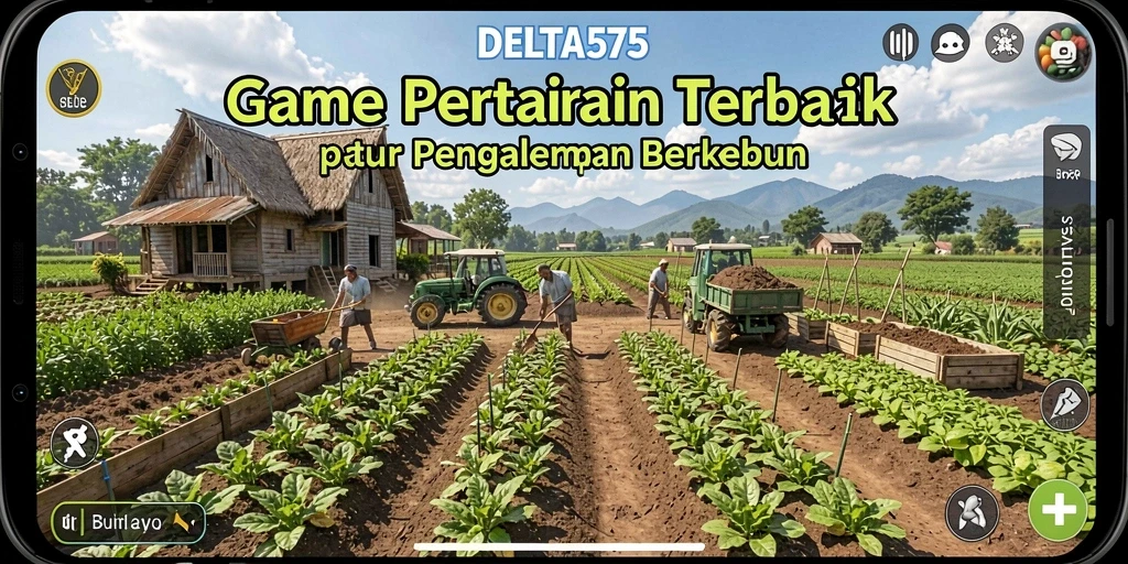 Tampilan gameplay menarik dari DELTA575 yang menggambarkan pertanian.