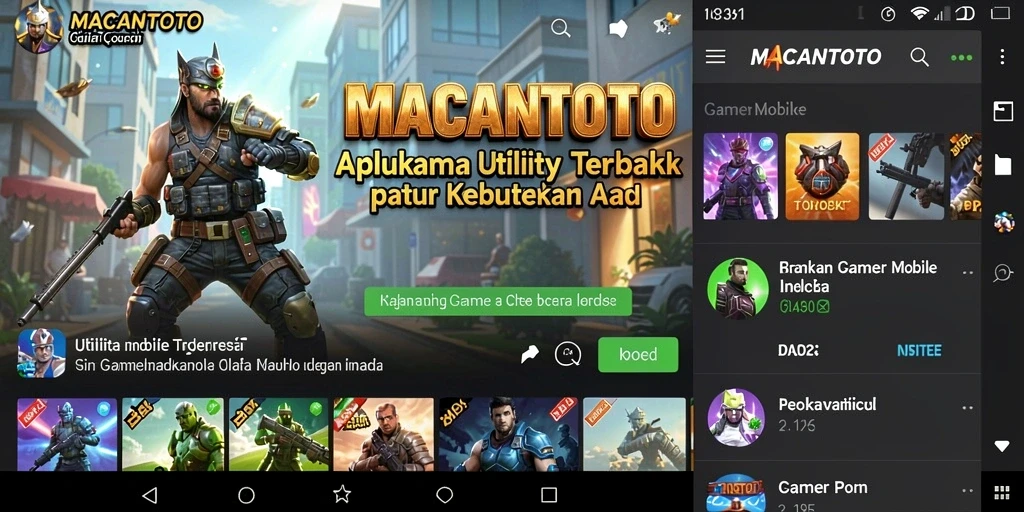 Tampilan utama MACANTOTO menampilkan fitur-fitur Utility yang lengkap dan mudah diakses.