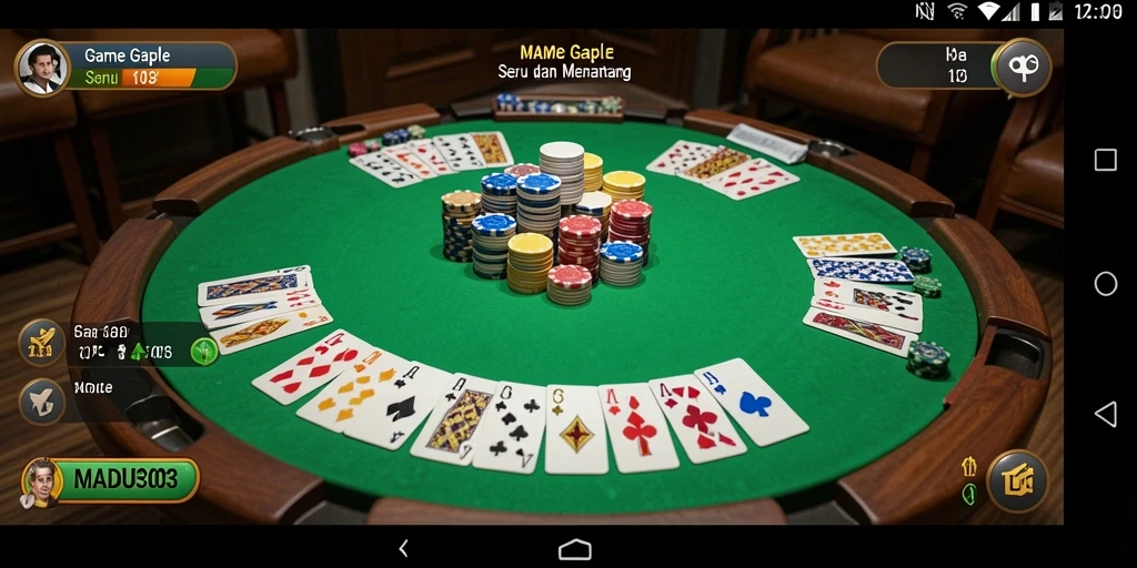 Screenshot gameplay MADU303 menampilkan pertarungan menarik dalam Gaple.