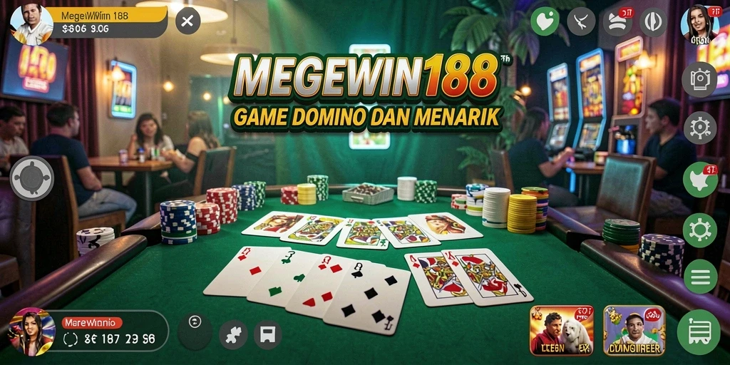 Tampilan gameplay seru dalam MEGEWIN188 dengan pertempuran Domino yang mendebarkan.