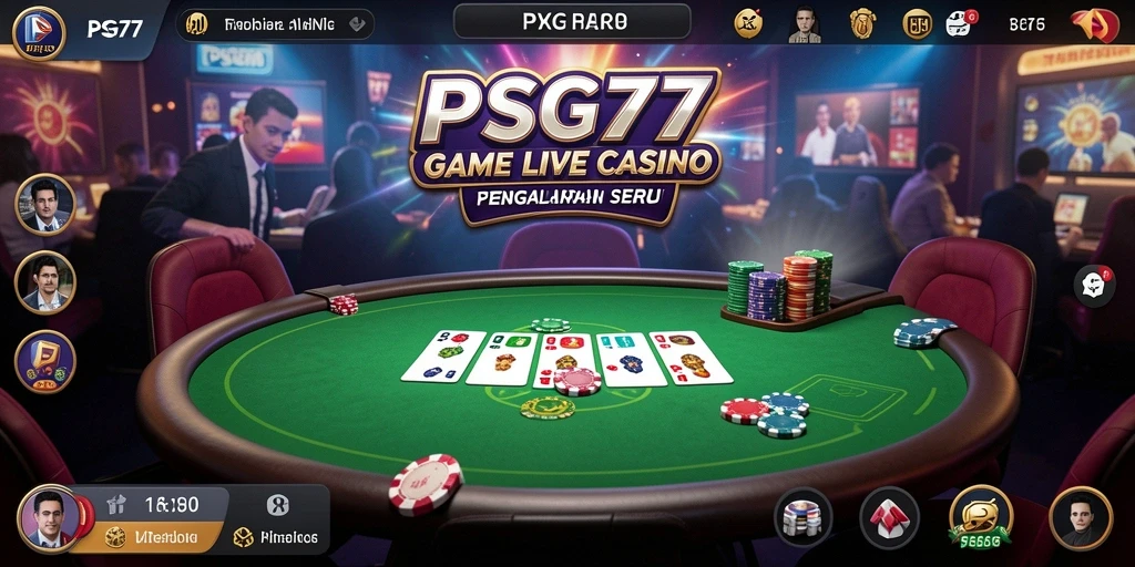 Screenshot PSG77 menampilkan suasana bermain Live Casino yang menegangkan dan interaktif.