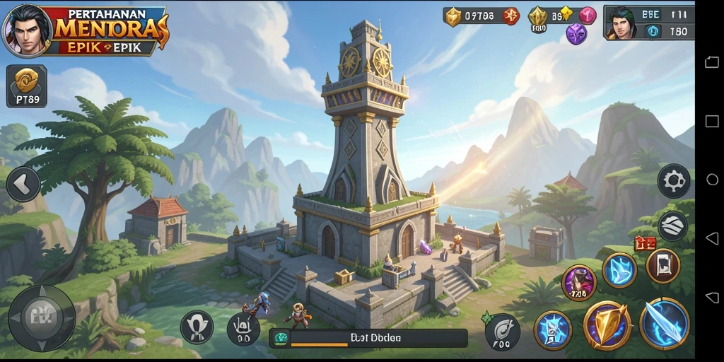 Menampilkan gameplay strategis di PT89 dengan berbagai menara dan musuh.