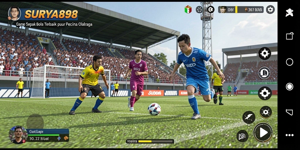 Tampilan menarik dari gameplay SURYA898 dengan aksi sepak bola yang mendebarkan.