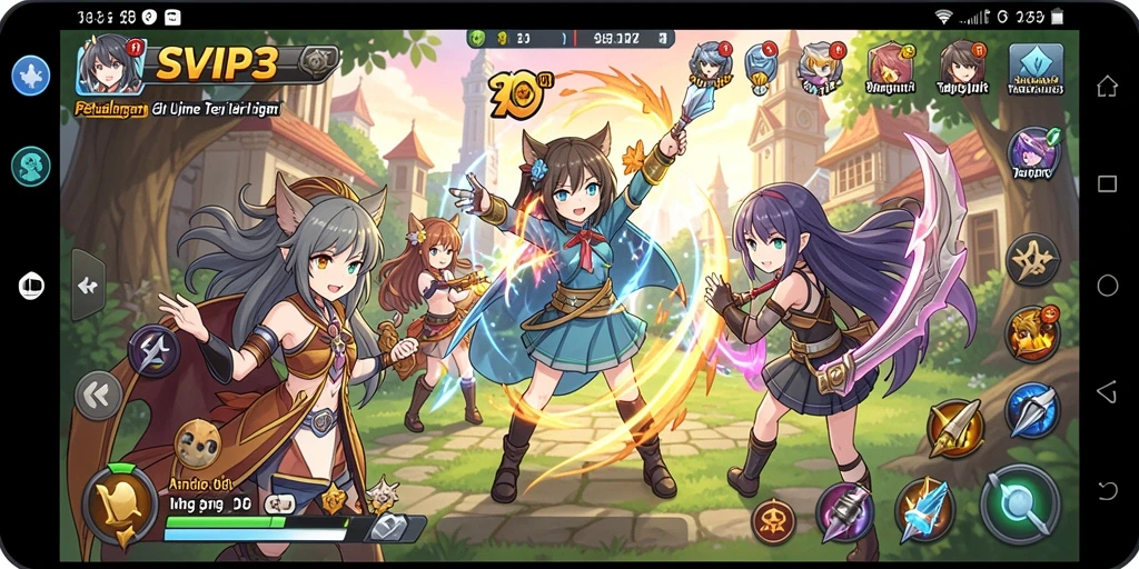Tampilan gameplay seru dalam SVIP3 dengan karakter anime favorit.